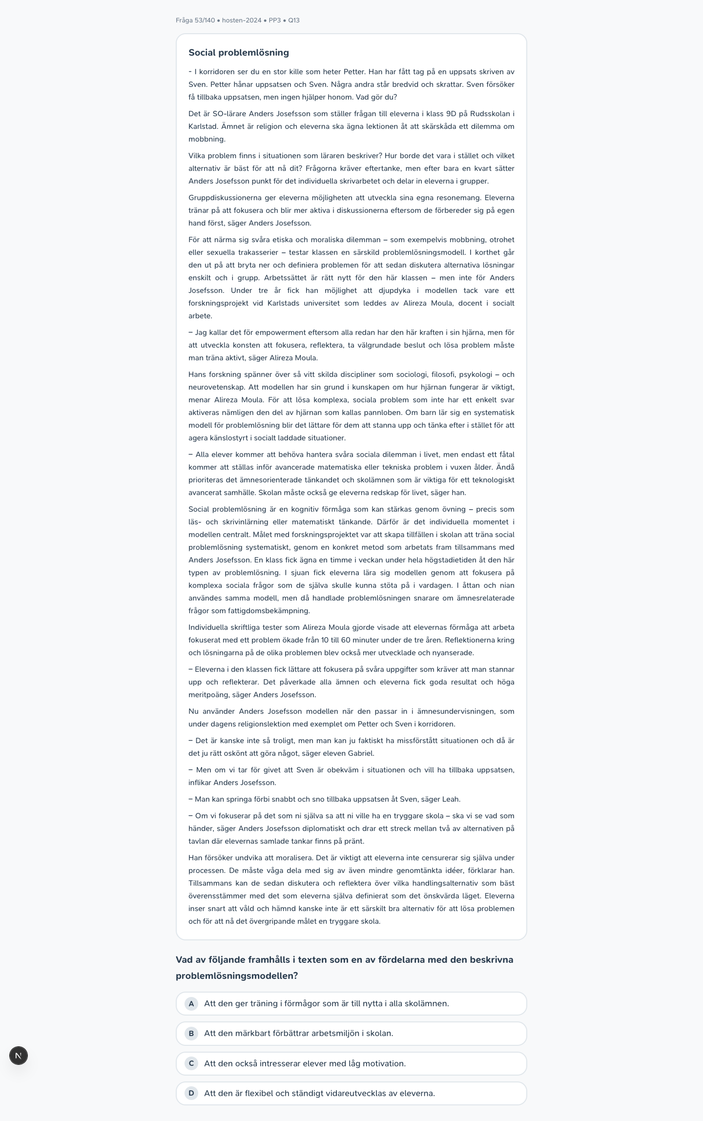 hosten-2024 · PP3 · Q13 · verbal (LÄS)